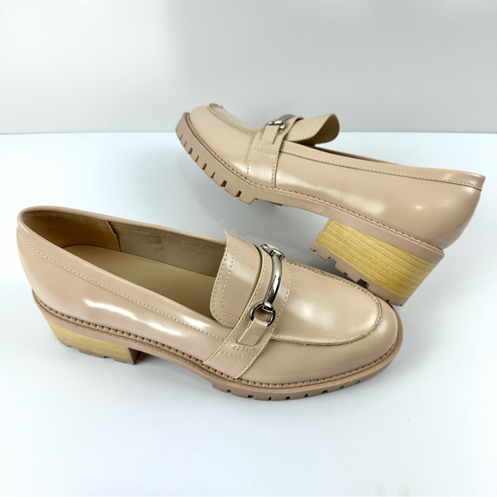 Marc Fisher NEW Women's Sz 10 Cream Dancel Loafer Shoes Chunky Block Heel Nude - Picture 2 of 11
